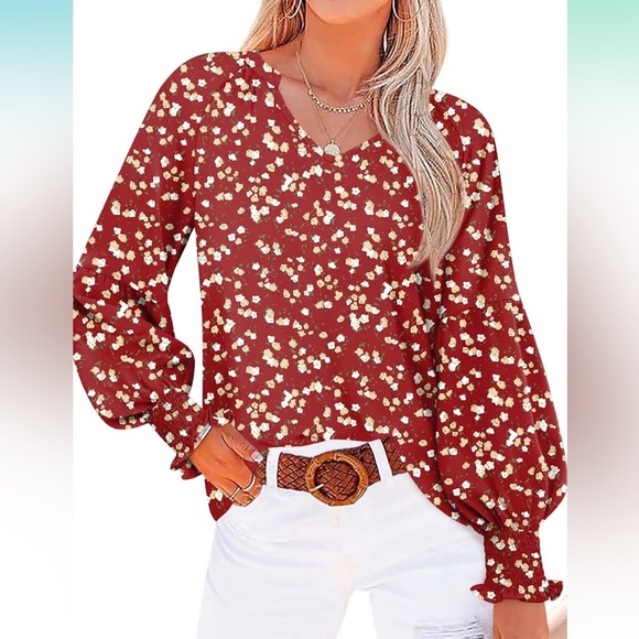 Women’s Casual Tunic Tops V Neck Fall Winter Blouse - Picture 1 of 14